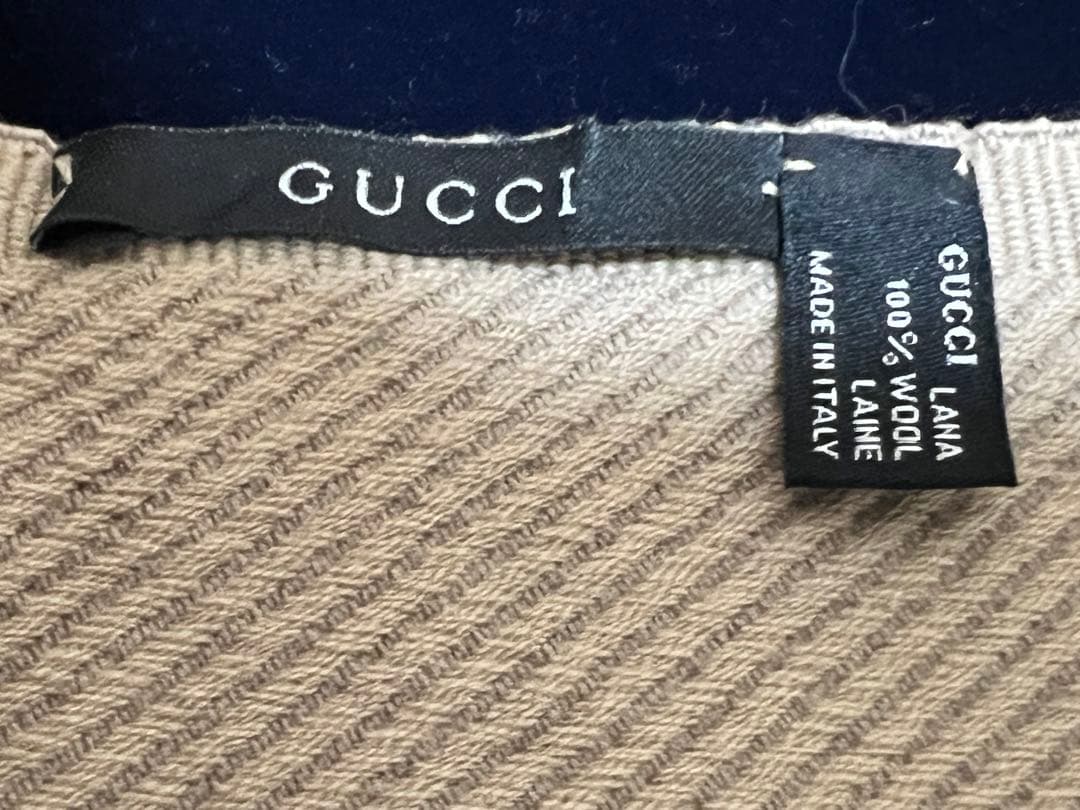 GUCCI ベージュ マフラー 100%ウール