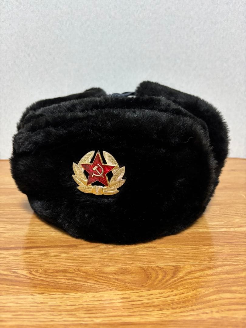 フライトキャップ ウシャンカ ロシア軍 ソ連 ミリタリー 黒 ロシア製
