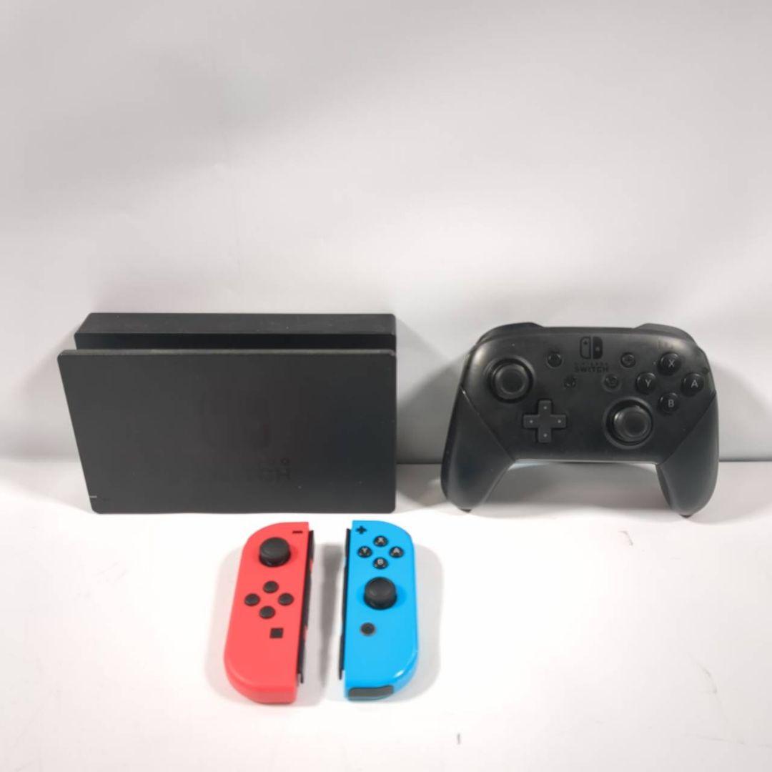 美品 Nintendo Switch 本体セット ネオンブルー レッド プロコン