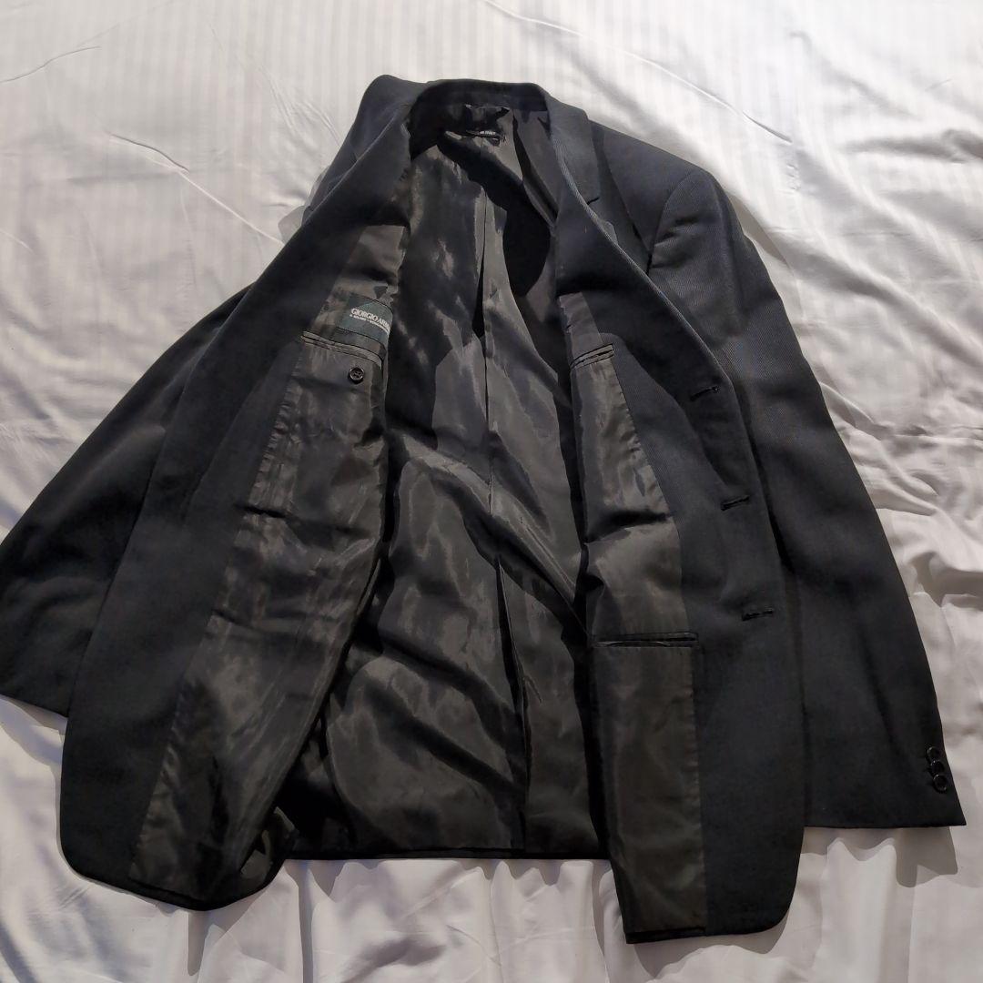p*e様 【美品】ジョルジオアルマーニ　セットアップ　ウール シルク混　総裏　黒