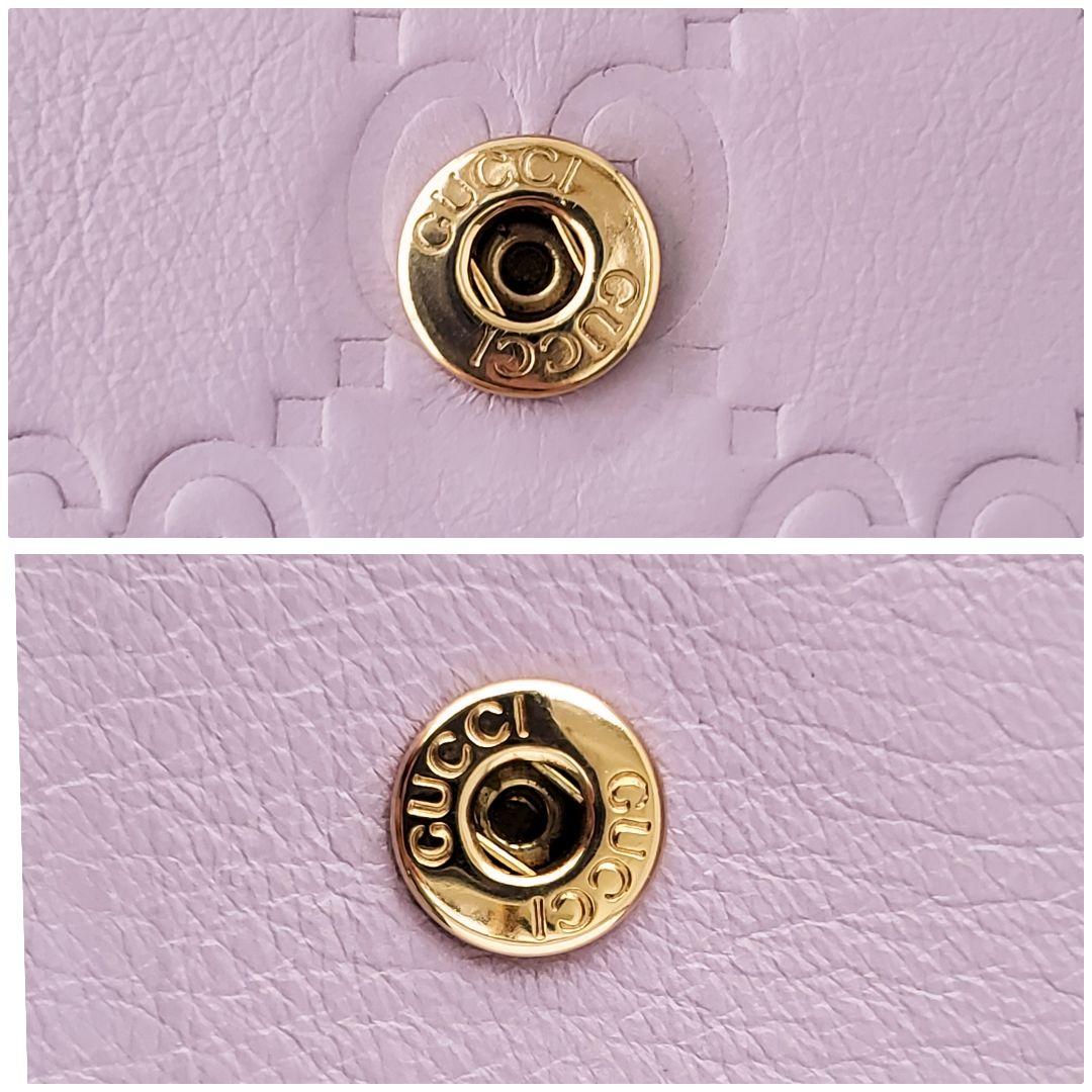 GUCCI　２つ折り財布　グッチ　シマ　レザー　パープル　ウォレット