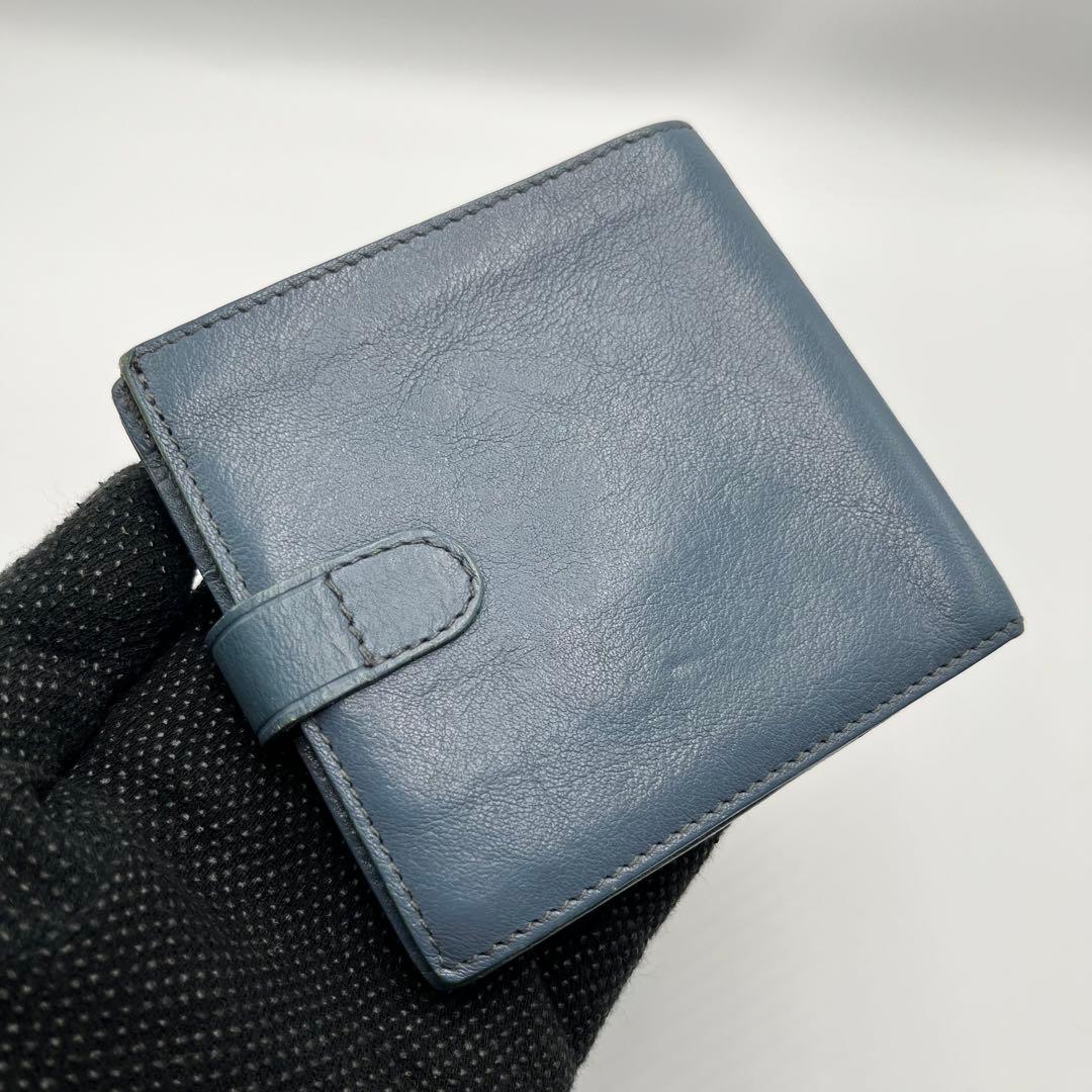 希少カラー イルビゾンテ 二つ折り財布 スカイブルー コンパクト 保存袋付き