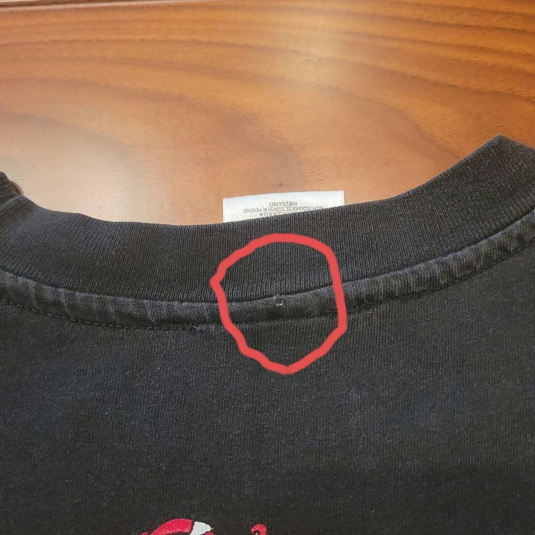 90s チェシャ猫Tシャツ 黒　不思議の国のアリス　M