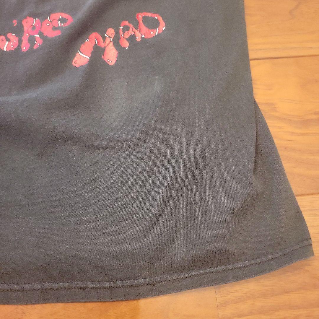 90s チェシャ猫Tシャツ 黒　不思議の国のアリス　M
