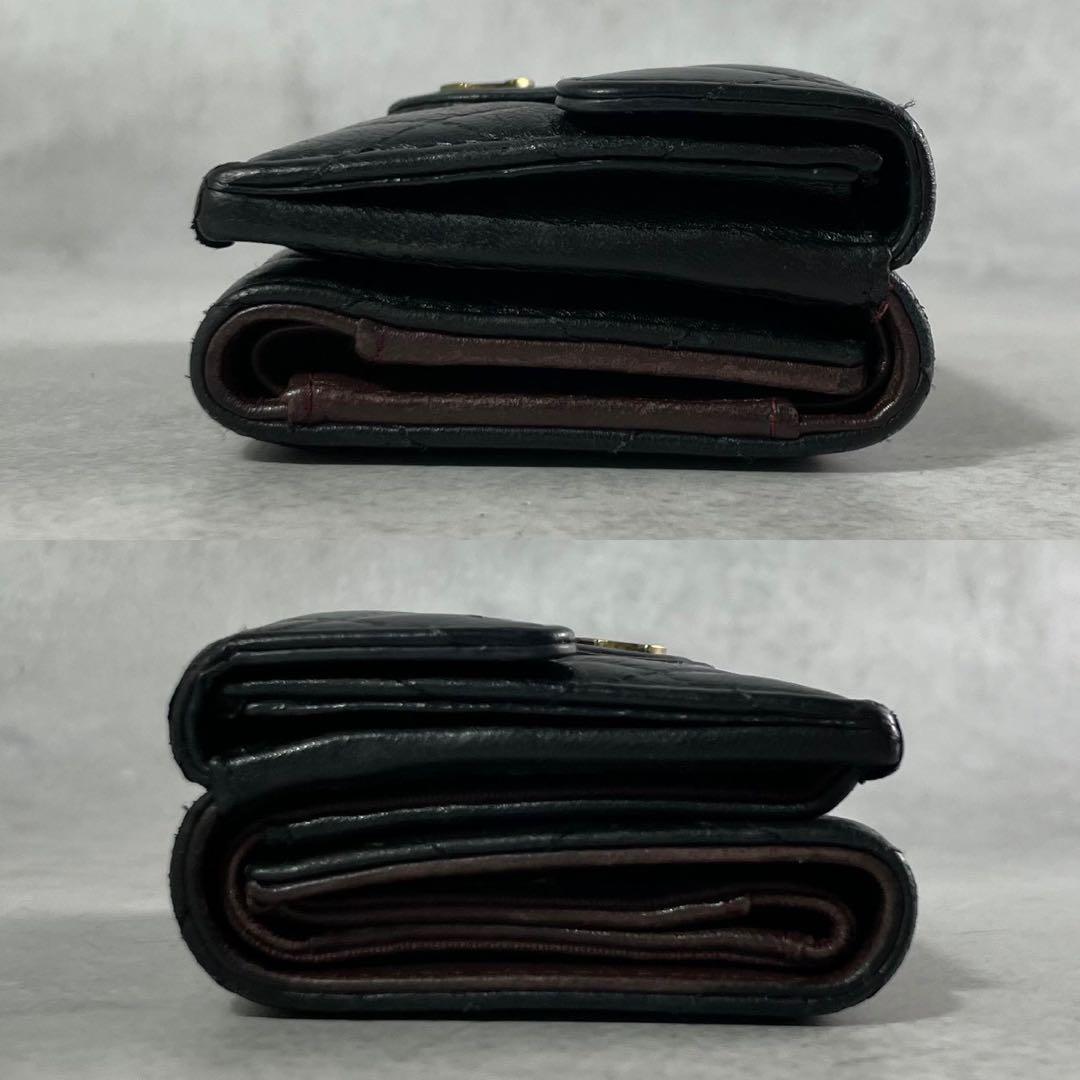 【大人気】CHANEL 三つ折り財布 ラムスキン ココ ブラック
