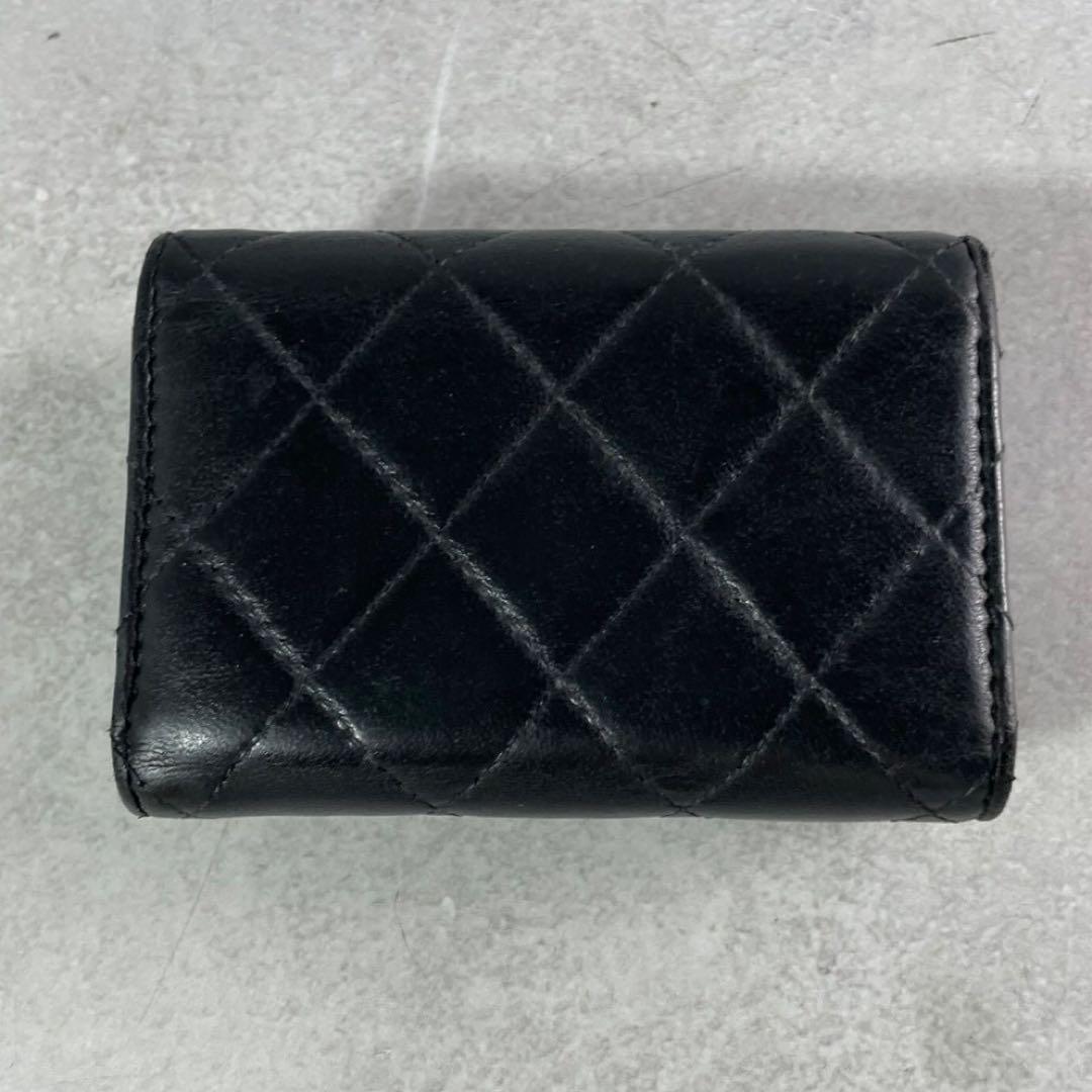 【大人気】CHANEL 三つ折り財布 ラムスキン ココ ブラック
