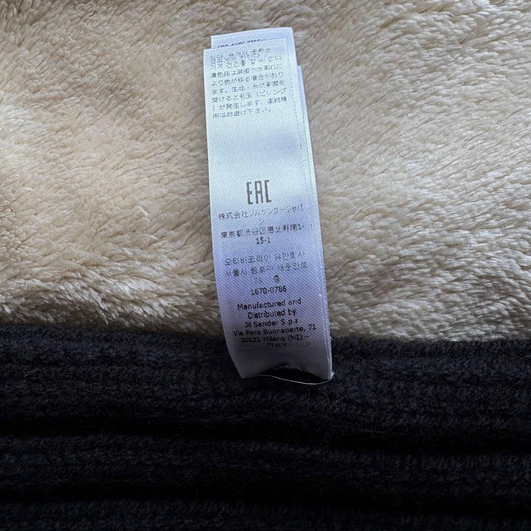 JIL SANDER ブラックウールマフラー UNI