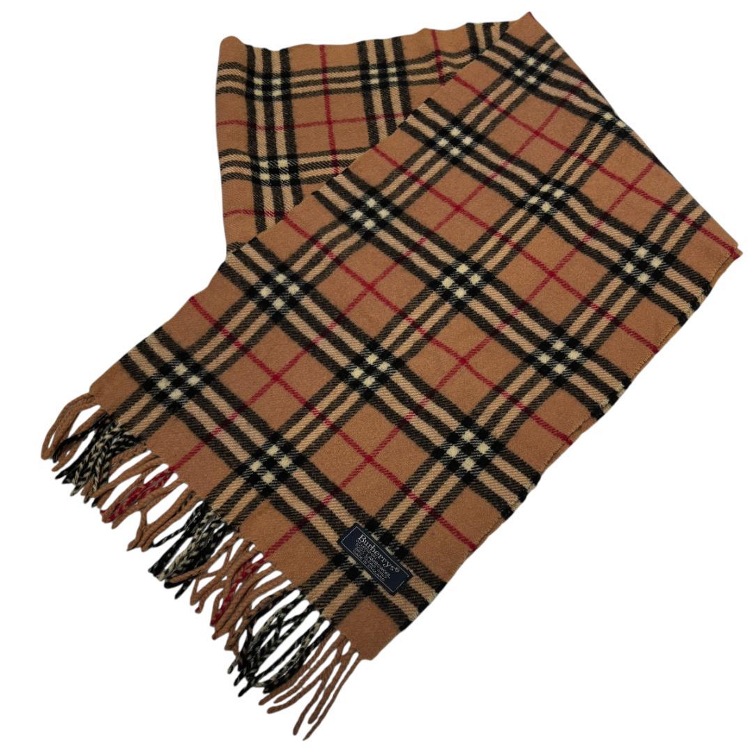 Burberrysバーバリーズ マフラー ノバチェック キャメル系ロングタイプ
