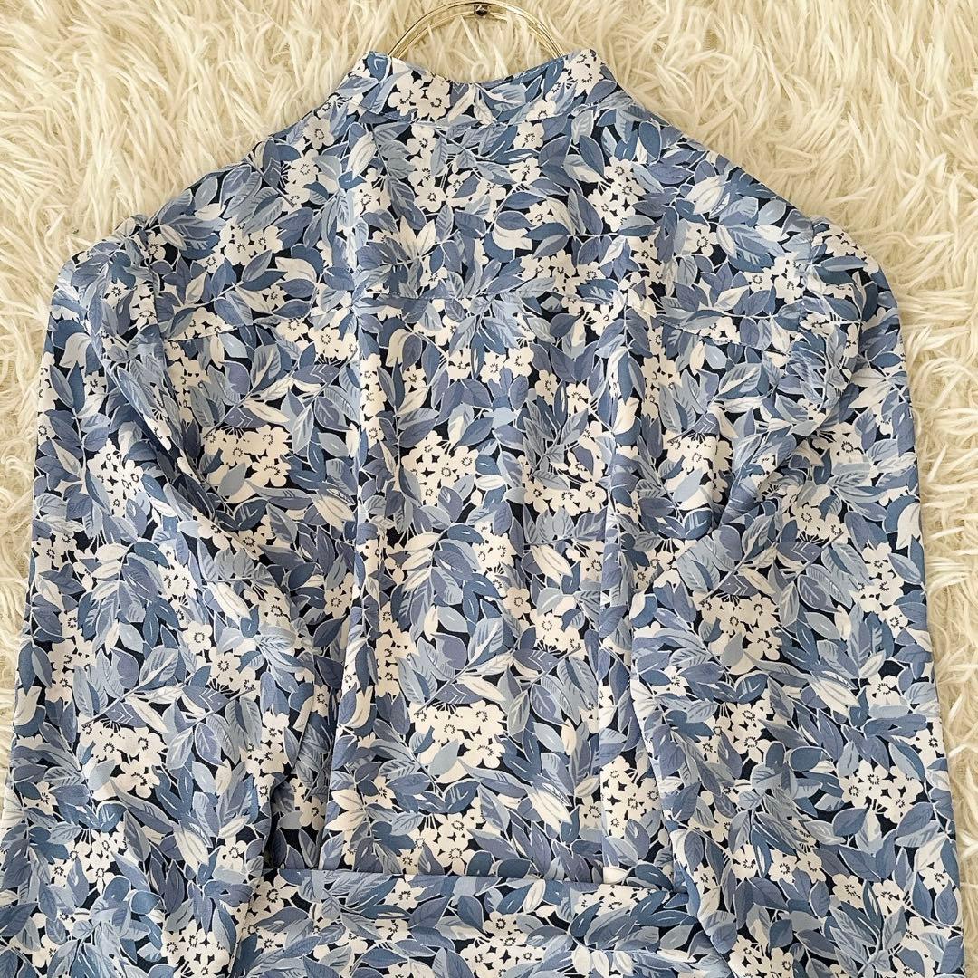 サイズ4 ローレンラルフローレン✨花柄 シャツワンピース ベルト 水色