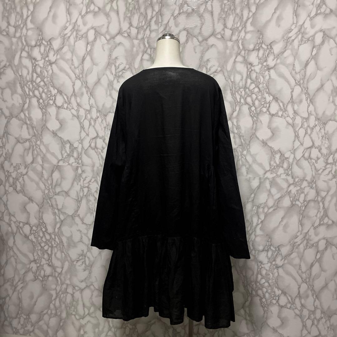 良品　MERLETTE デザインシャツワンピース　ノーカラー　インドコットン