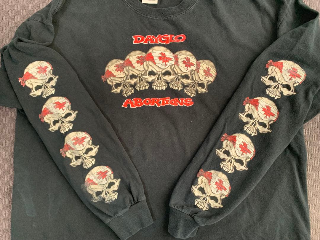 00s“GILDAN”ロングスリーブTシャツ ロンT バンT スカル XL 褪色