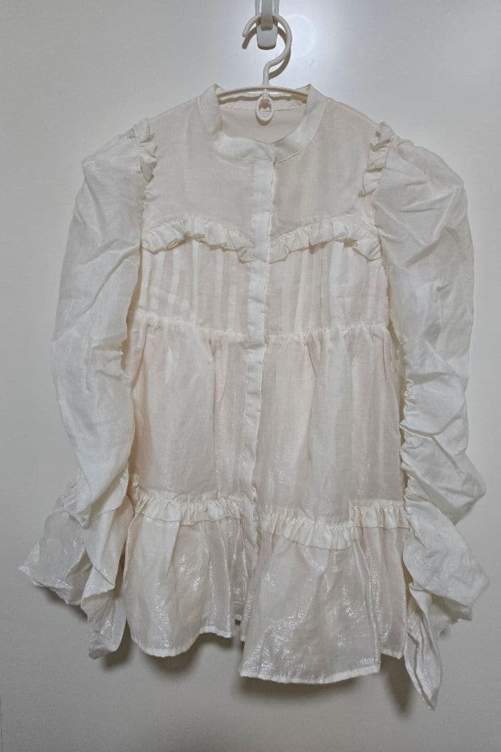 ワンピース Bell0414 Sheer ribbon frill one-piece