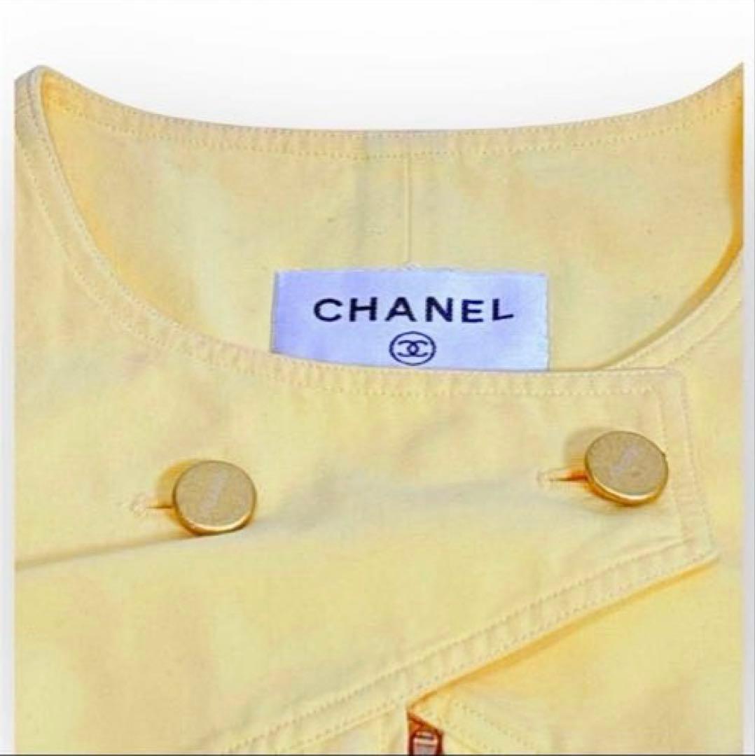 CHANEL シャネル　ワンピース　ノースリーブ　デニム　イエロー　Lサイズ