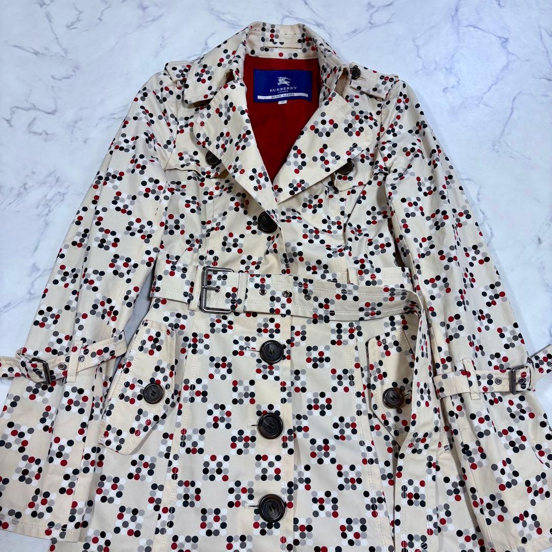 超希少 美品 バーバリーブルーレーベル トレンチコート 水玉 ドット 38 M