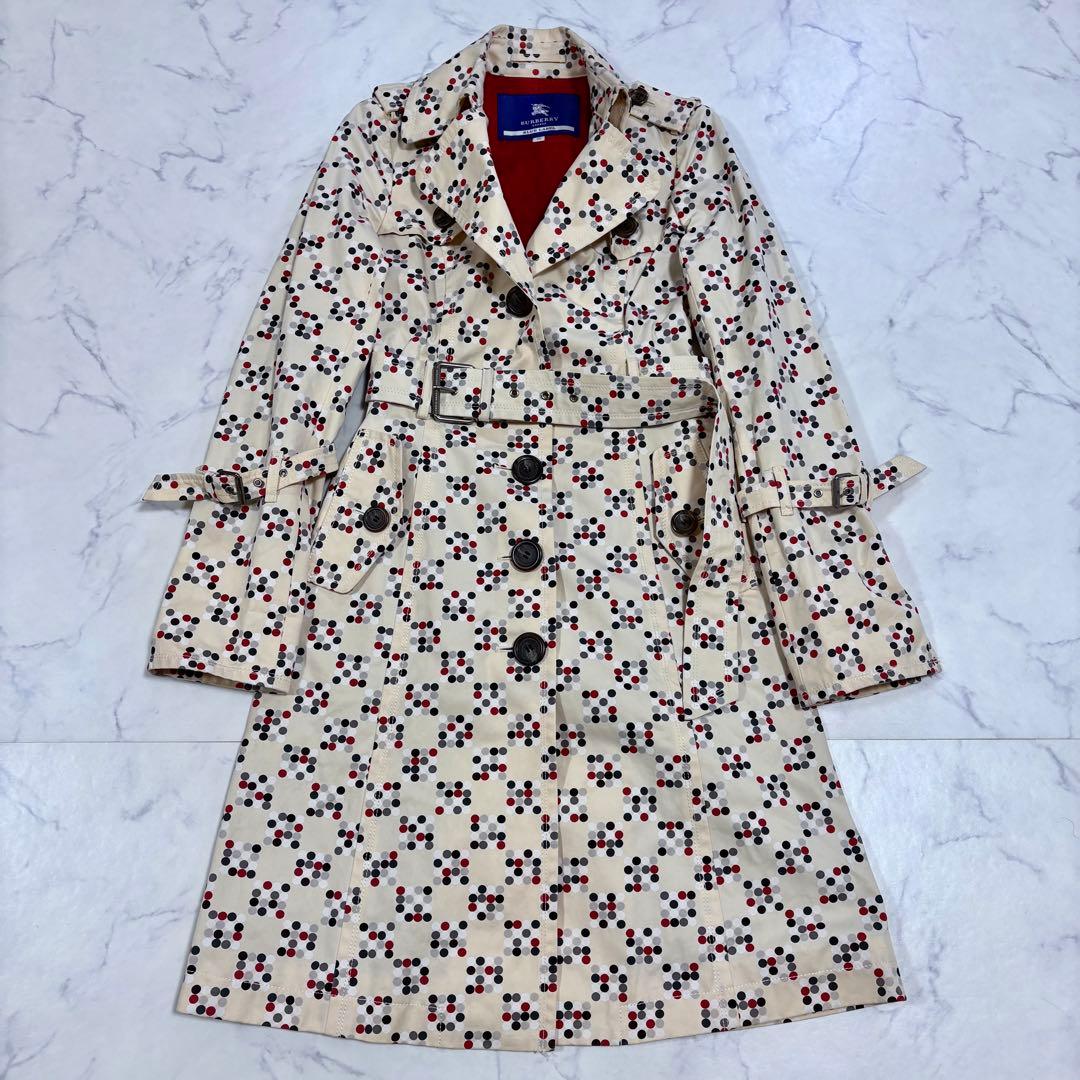 超希少 美品 バーバリーブルーレーベル トレンチコート 水玉 ドット 38 M
