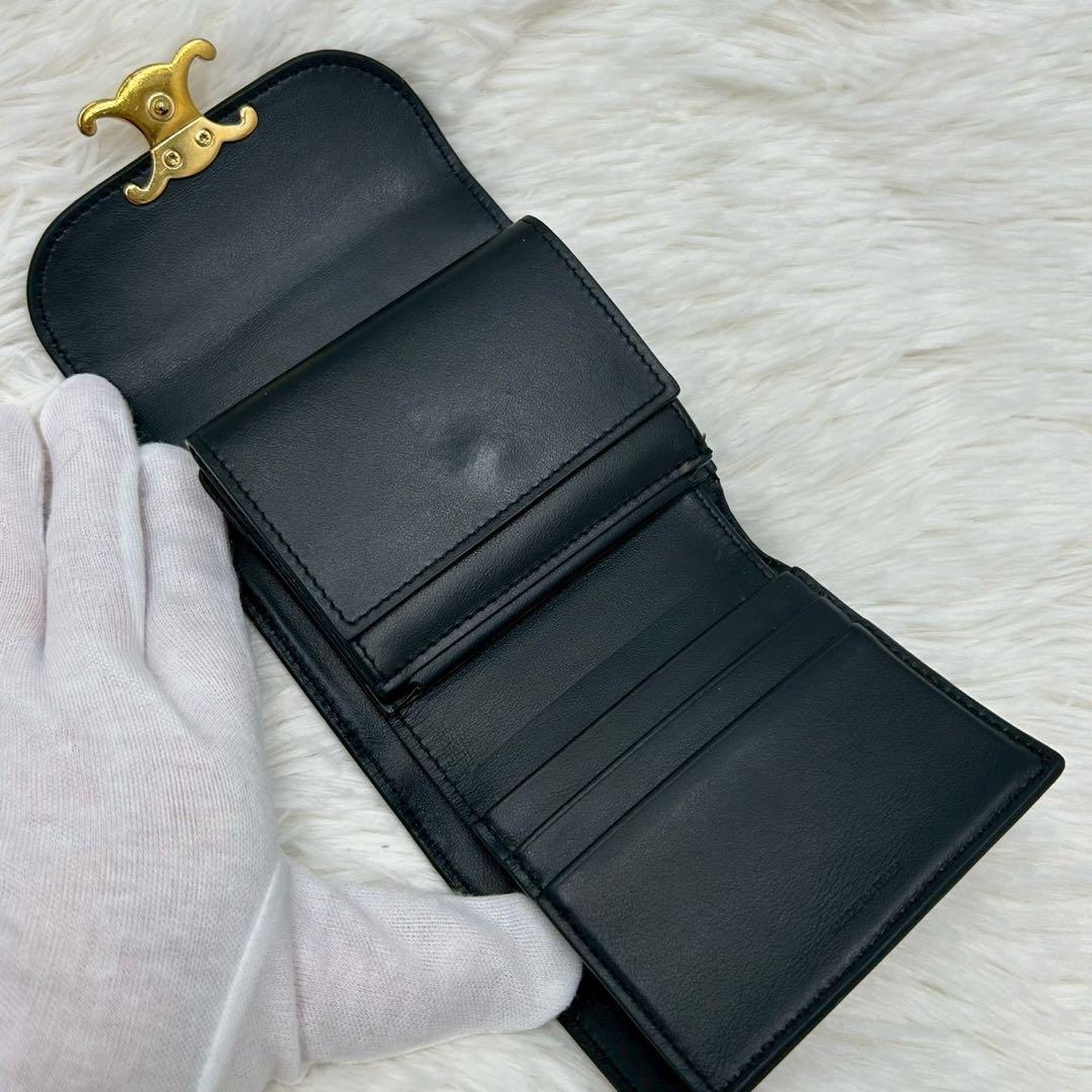 正規品✨セリーヌ スモールフラップウォレット トリオンフ 三つ折り財布 黒