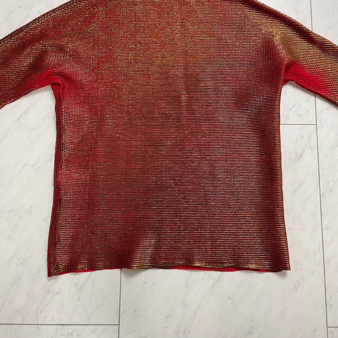 ISSEY MIYAKE プリーツ半袖カットソー ハイネック ラメ 3
