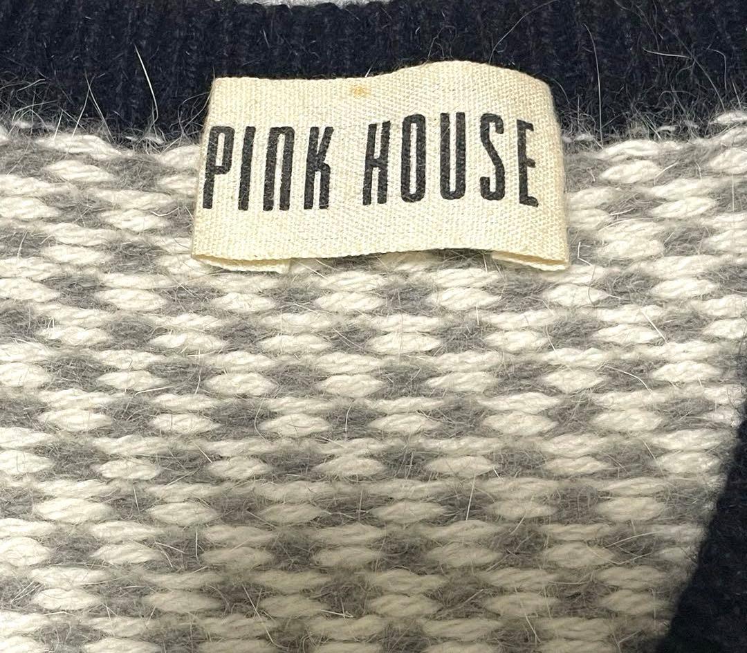 PINK HOUSE ピンクハウス　ロゴ　ボーダー　ハート柄カーディガン　ニット