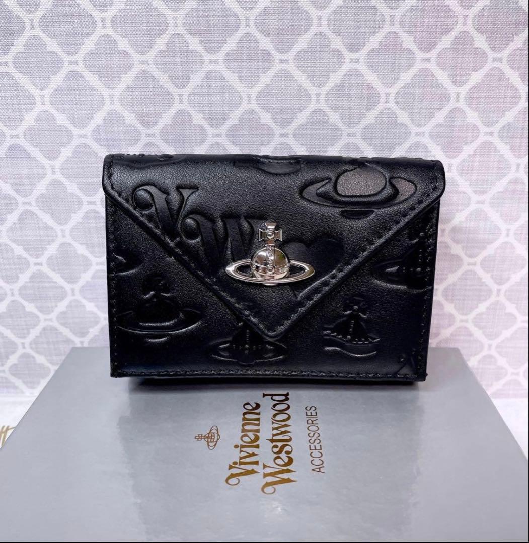 【内柄も素敵☆最新】Vivienne Westwood 三折財布 マット黒