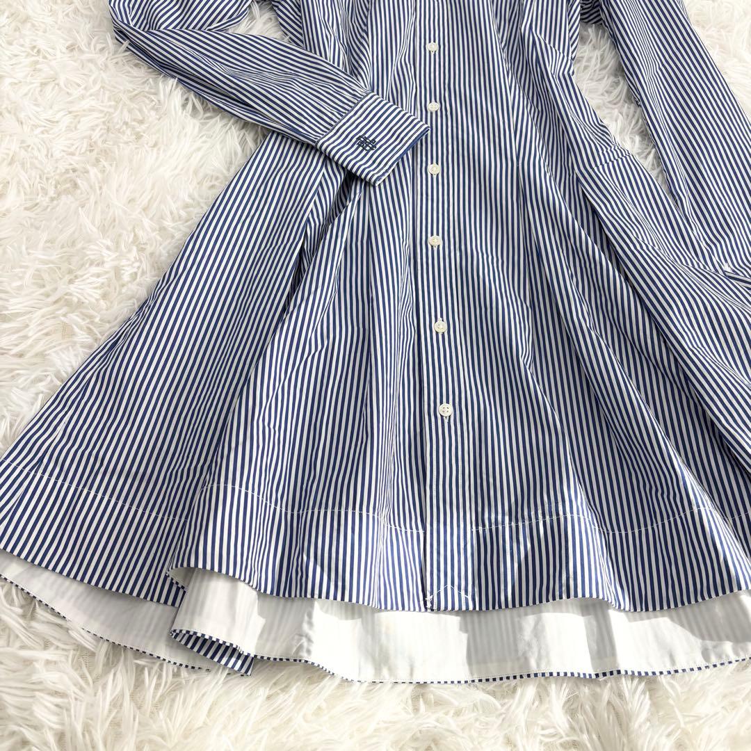 極美品　近年モデル　ポロラルフローレン　シャツワンピース　プリーツ　ロゴ刺繍　S
