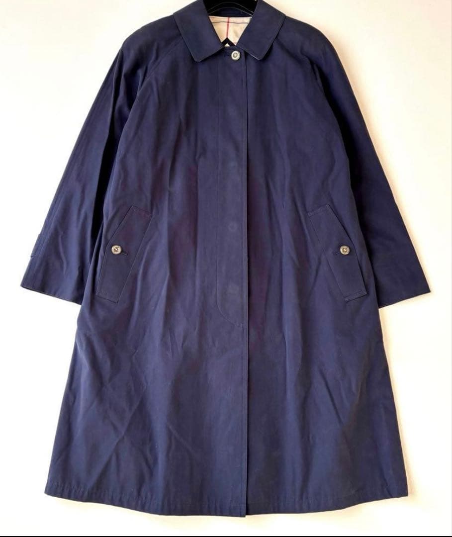 Burberrys スプリングコート　チェック　Aライン　ネイビー　S〜M