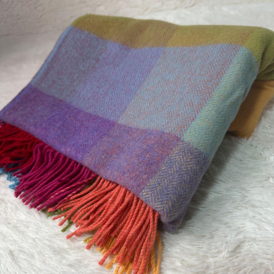 新品【AVOCA】アイルランド製 ウール カラフル チェック マフラー