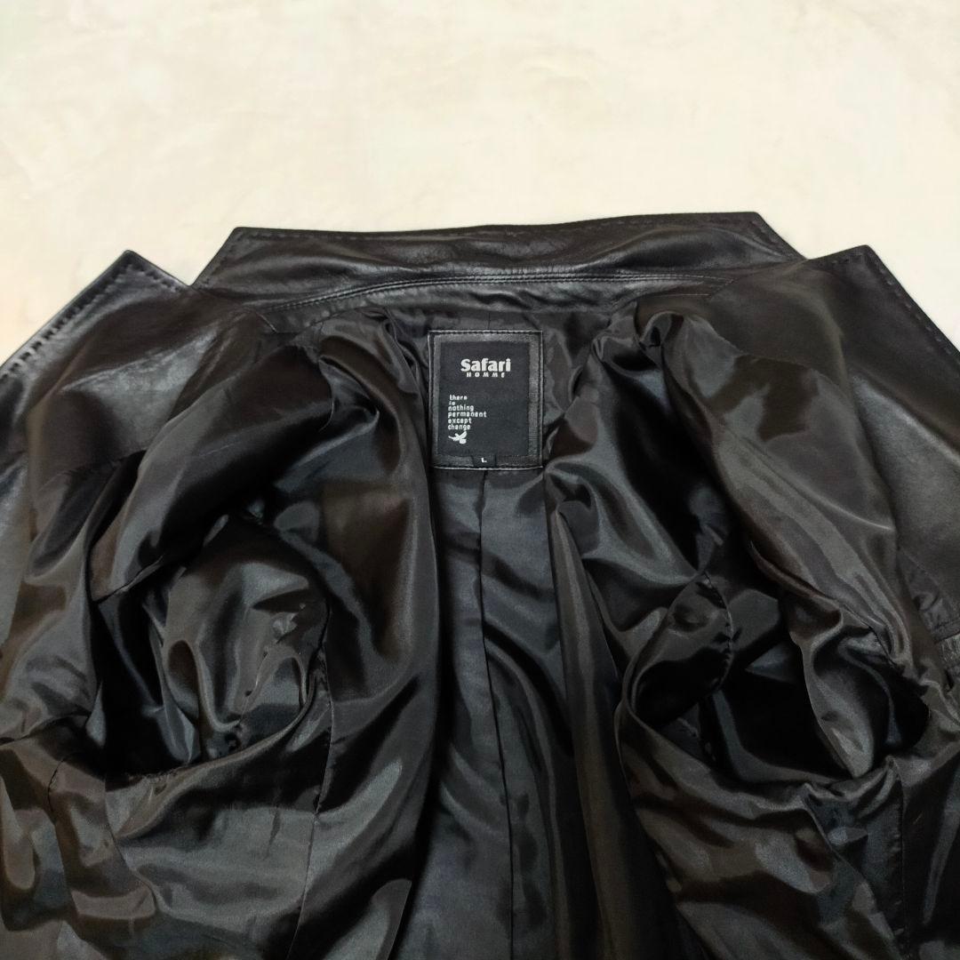 美品　safari HOMME　羊革　オールレザーテーラードジャケット　Lサイズ