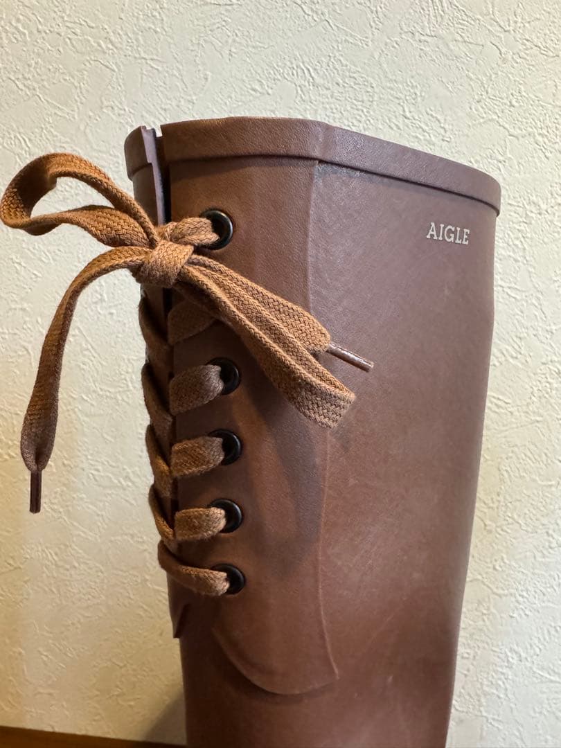 AIGLE フランス製 レインブーツ エーグル レースアップ 長靴 ニーハイ