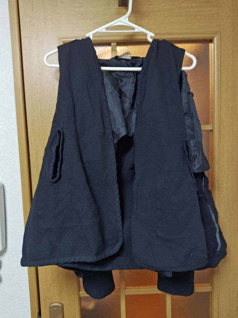 Y様COMME des GARÇONSベスト付き ポリ縮絨丸襟ジャケット黒S