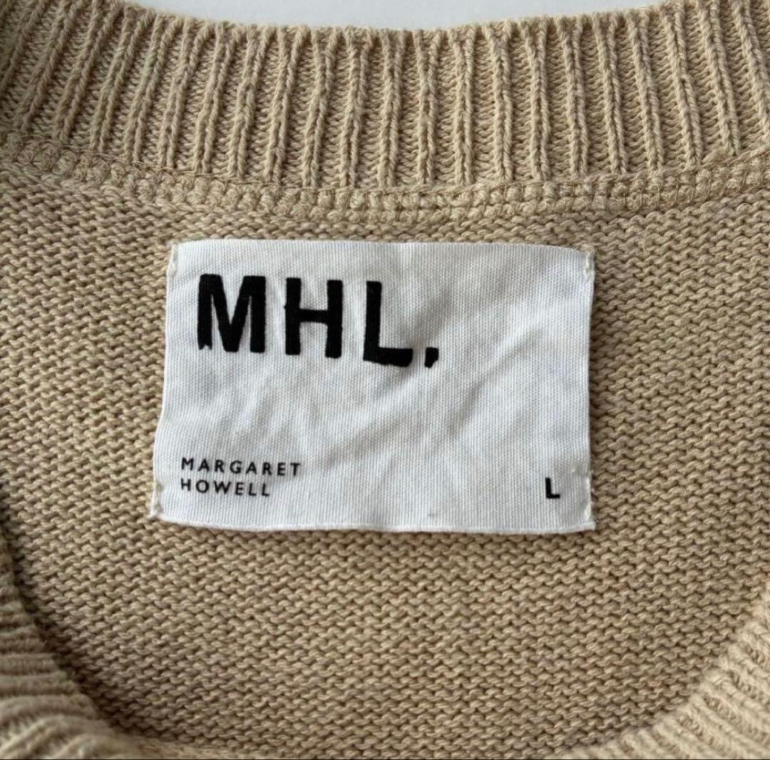 美品 MHL. マーガレットハウエル コットン クルーネック ベスト ベージュ