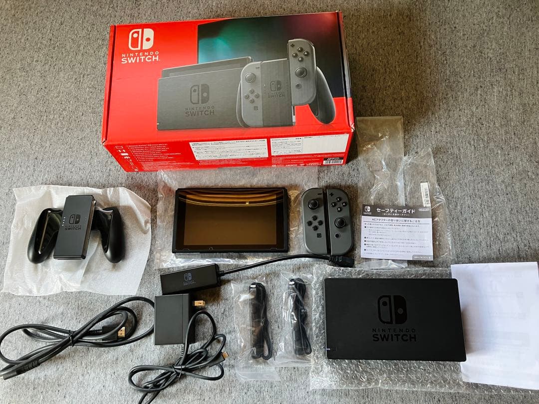 【付属品完備】 Nintendo Switch 本体 グレー +LANアダプタ