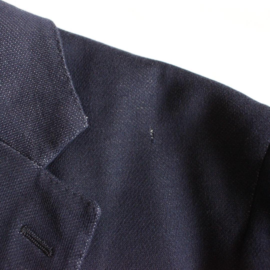 ISAIA デニム風テーラードジャケット LLサイズ コットン ネイビー 本切羽