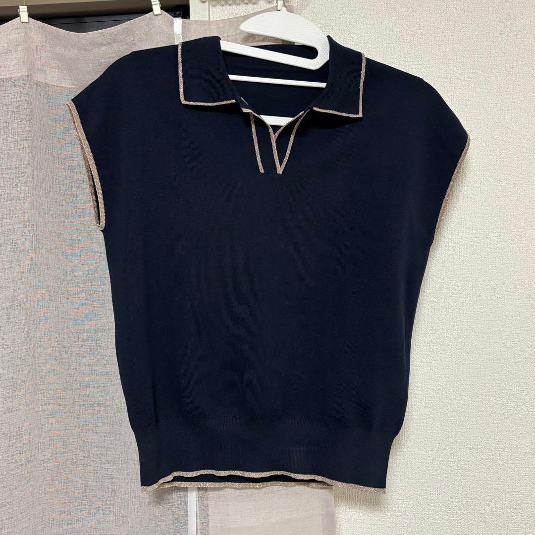 N. ラメラインスキッパーポロニット 新品