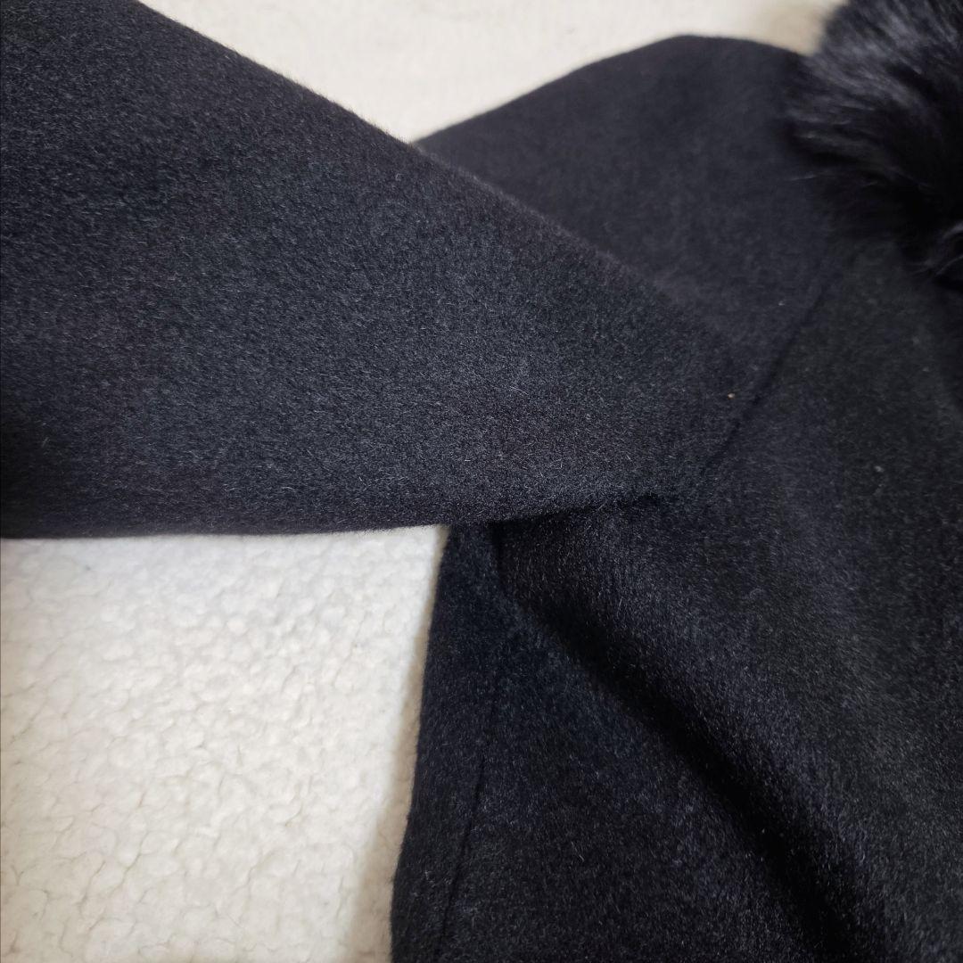 Impresi　 ロングコート カシミヤ100 黒 フォックス 　L