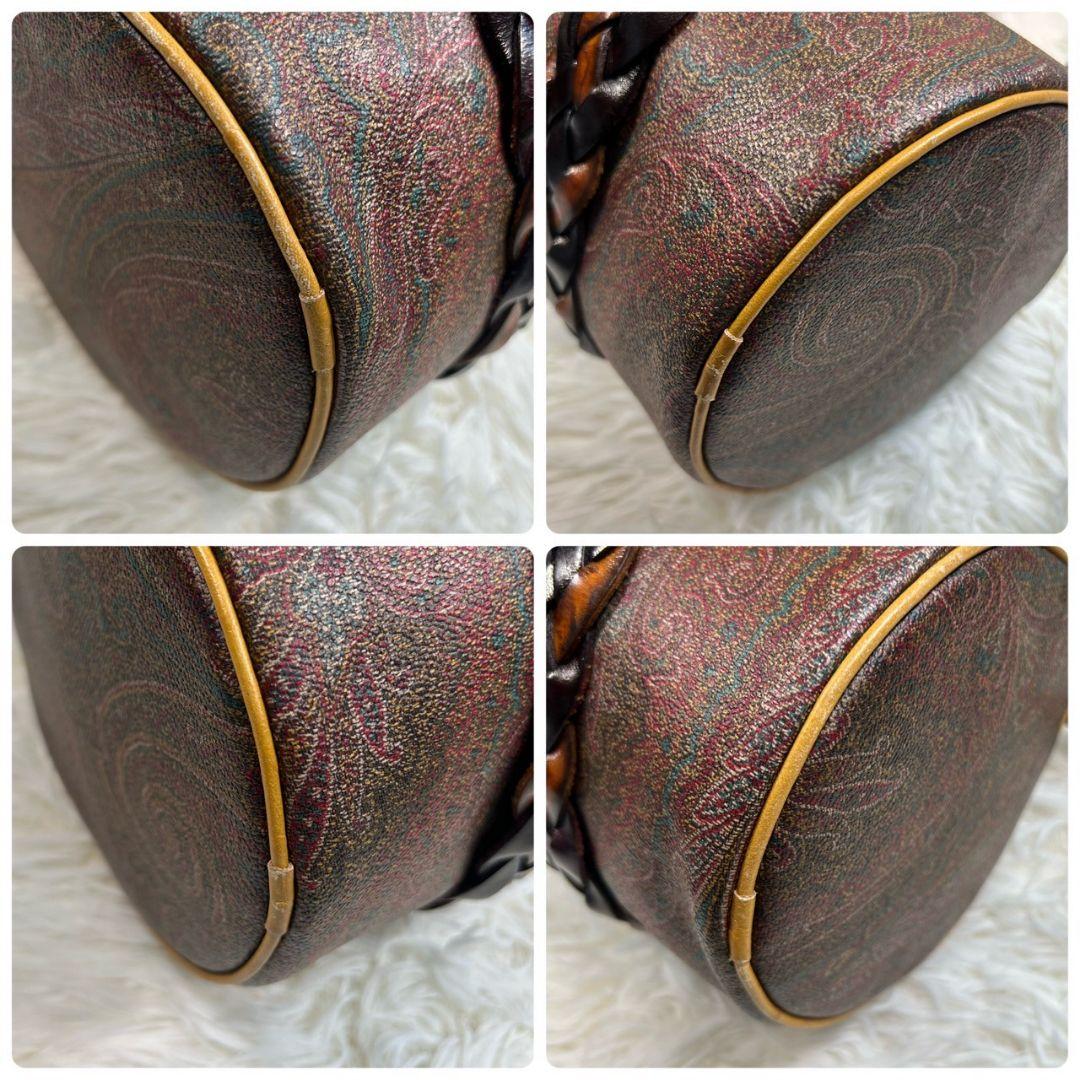 超希少✨ エトロ ミニボストンバッグ トート ペイズリー 編み込み 総柄 レザー
