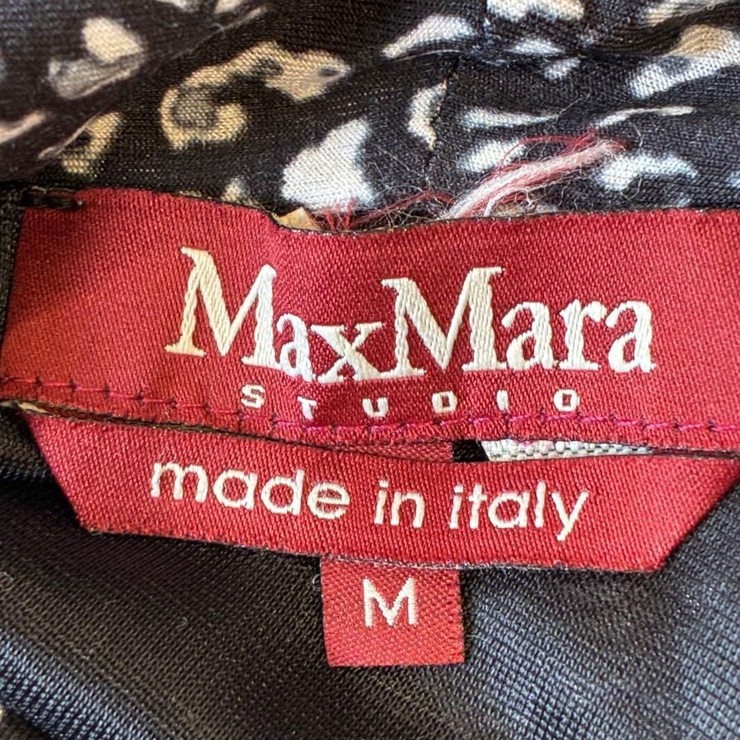 MaxMara カシュクールワンピース 総柄 ウエストマーク ブラック
