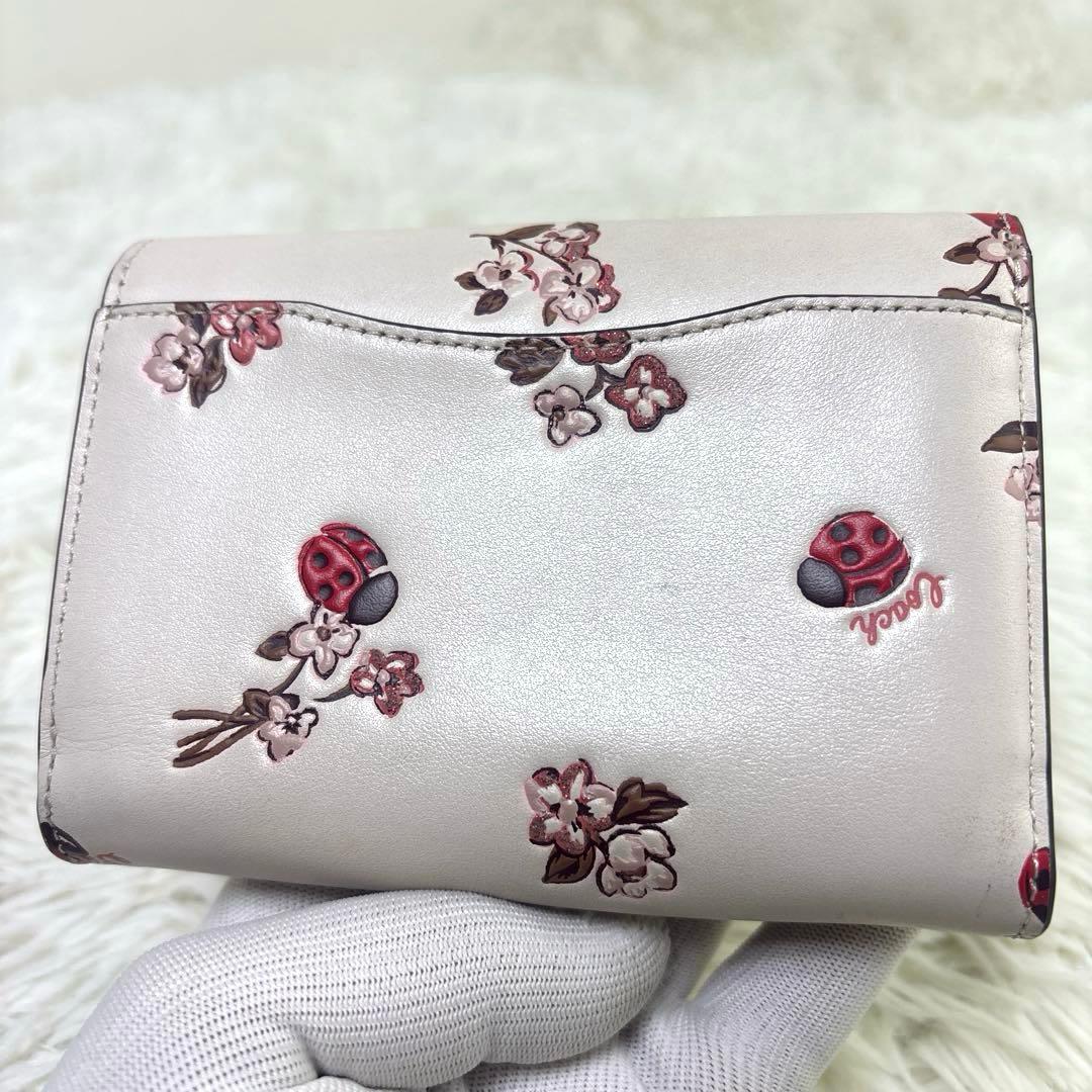 [未使用級] COACH コーチ　二つ折り　コンパクトウォレット　てんとう虫