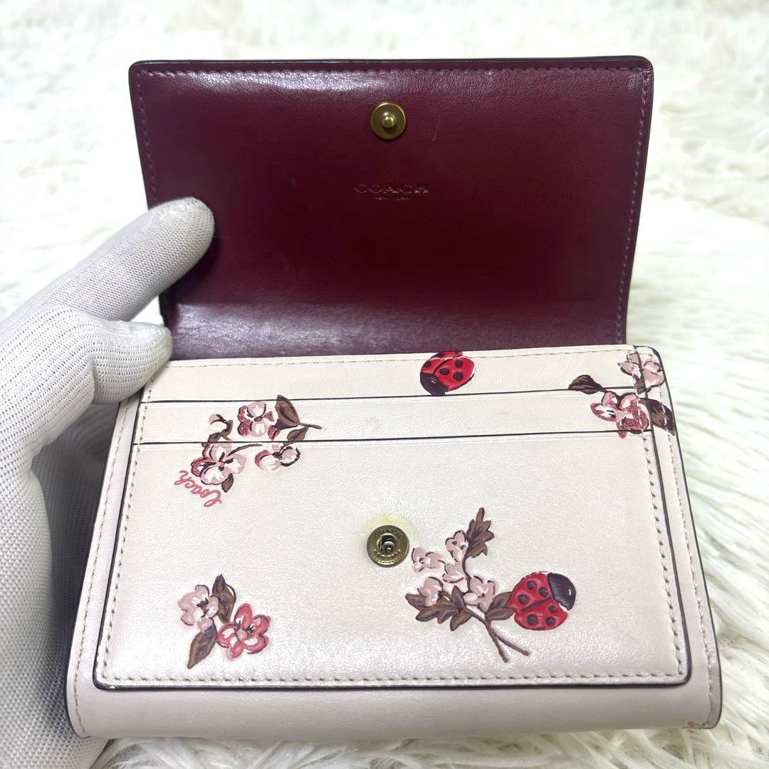 [未使用級] COACH コーチ　二つ折り　コンパクトウォレット　てんとう虫