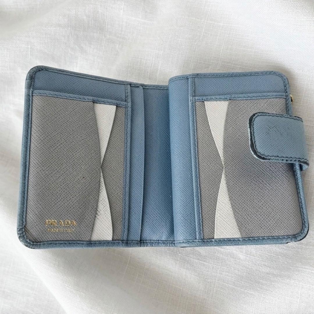 ★PRADA★プラダ正規品　二つ折り財布 バイカラーブルー