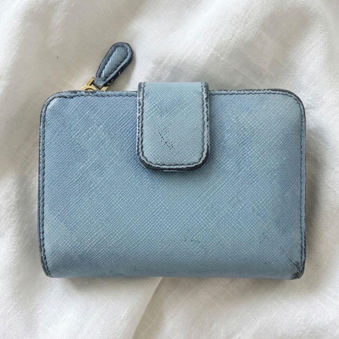 ★PRADA★プラダ正規品　二つ折り財布 バイカラーブルー