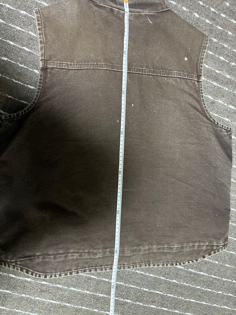 雰囲気◎ carhartt ダックベスト DKB ダークブラウン フェード ボロ