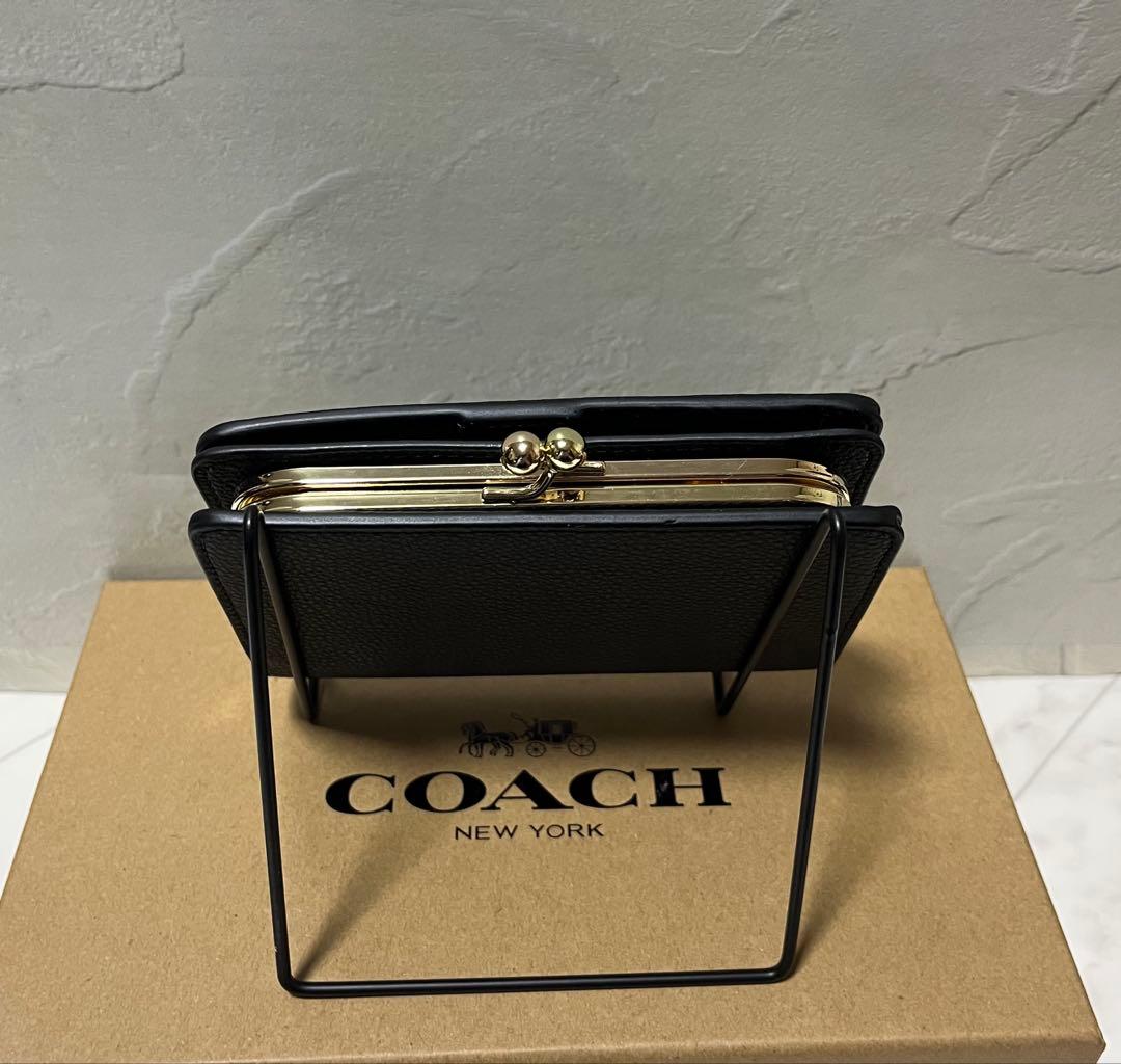 ✨️新品未使用✨️COACH ブラック 二つ折り財布 がま口