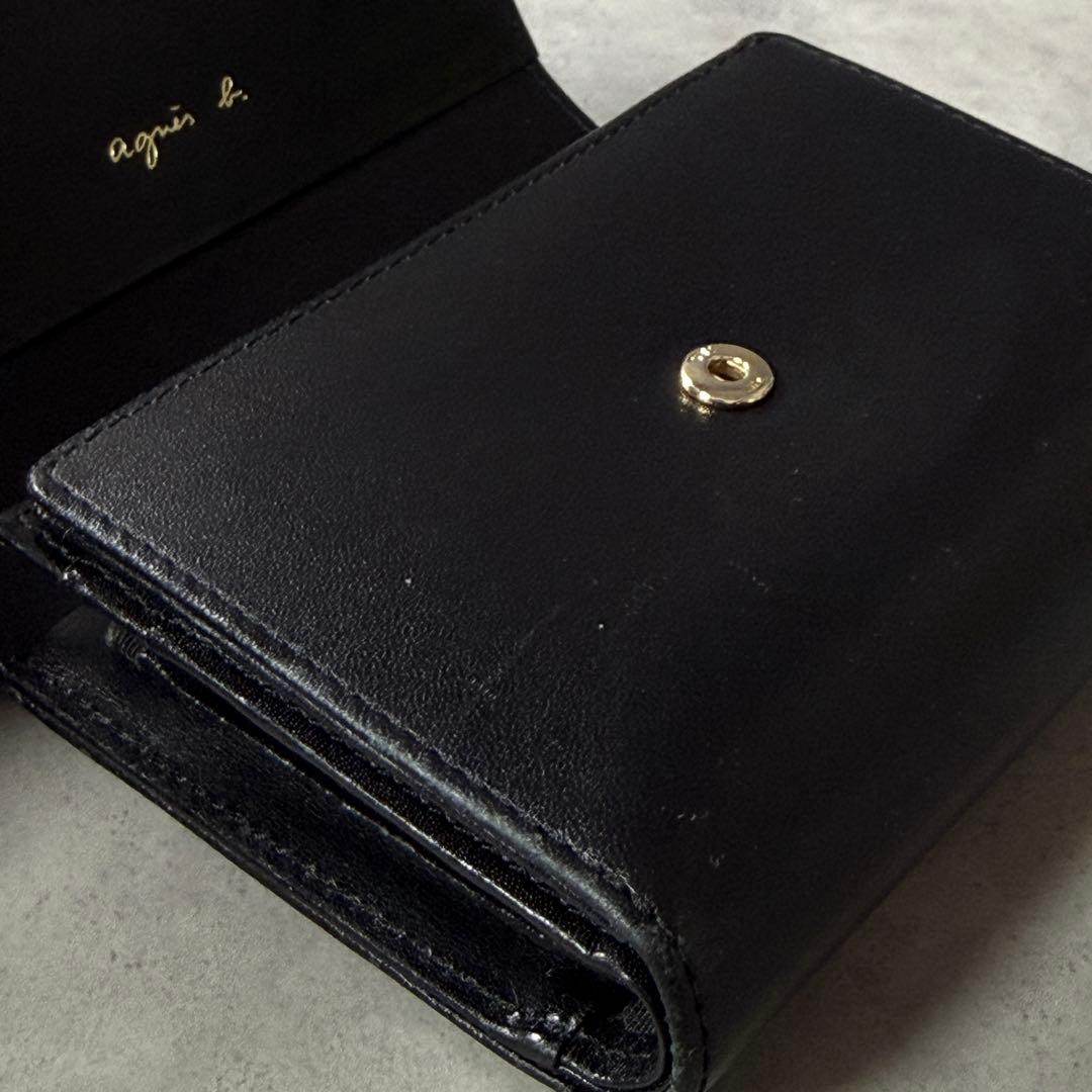 アニエスベー agnes b. ミニウォレット 3つ折り財布 レディース 黒