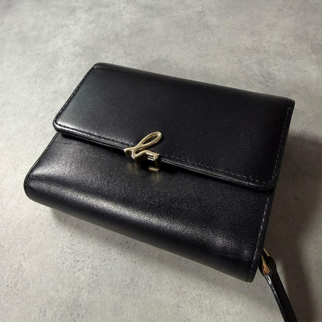 アニエスベー agnes b. ミニウォレット 3つ折り財布 レディース 黒