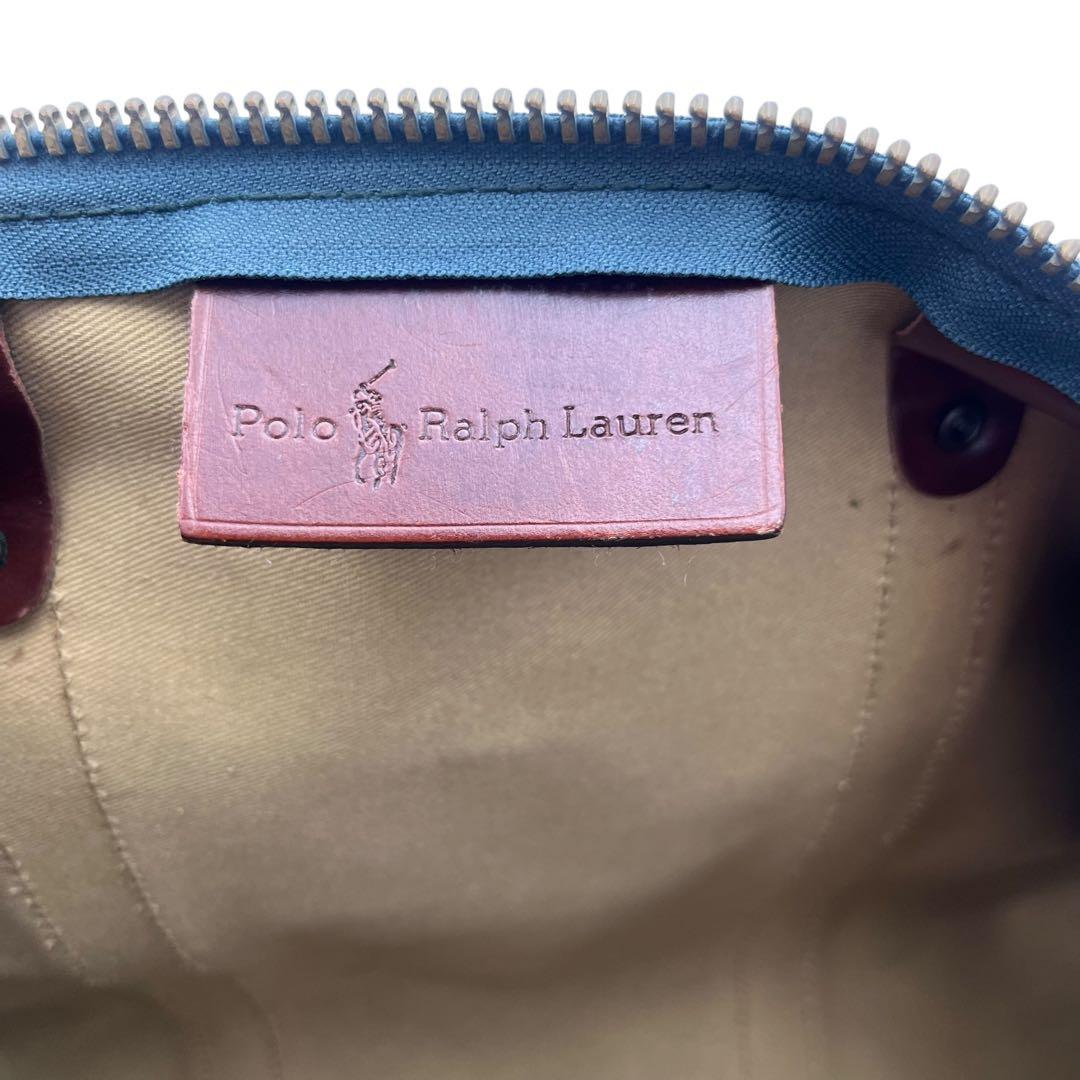【ブラシ・南京錠付き】RALPH LAUREN ボストンバッグ グリーン レザー