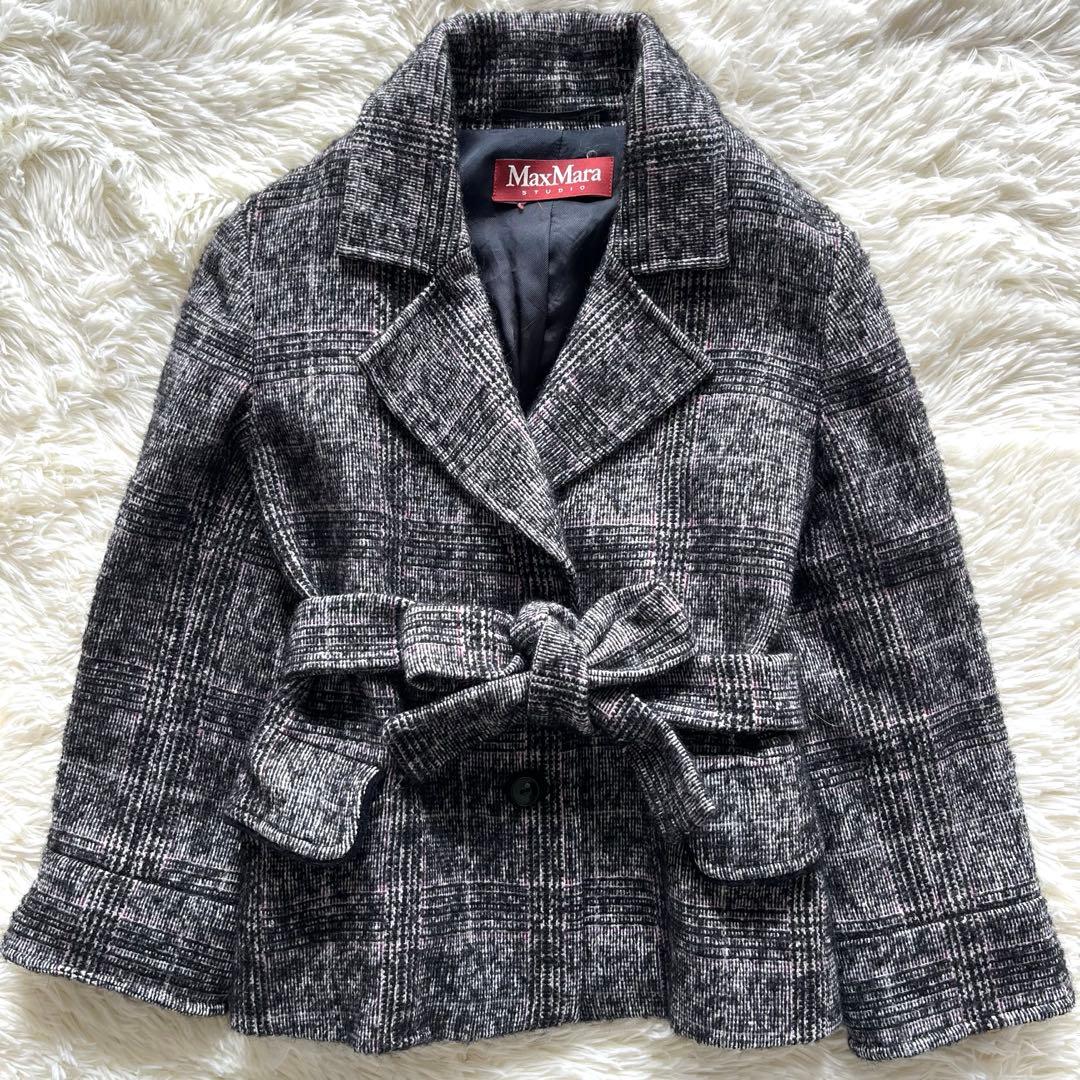 Max Mara Studio アルパカ　モヘヤ混　ジャケット　チェック　38