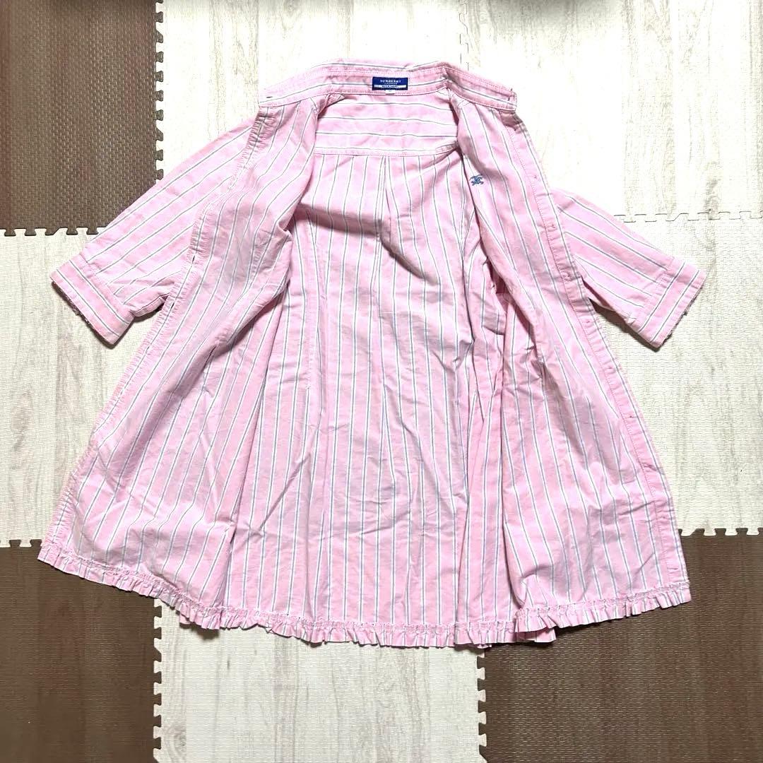 バーバリーブルーレーベル シャツワンピース 38 ピンク ストライプ