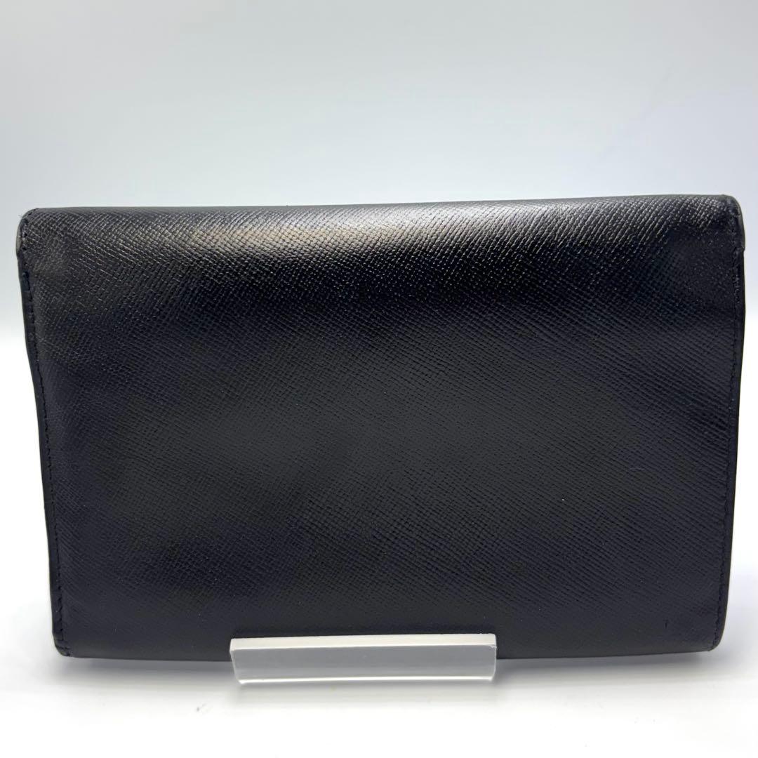 PRADA プラダ 三つ折り財布 サフィアーノレザー ブラック＆カード収納