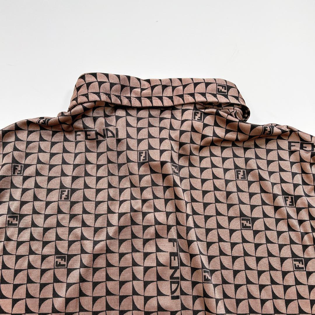 FENDI 半袖 カットソー ポロシャツ ストレッチ 総ロゴ 44 L