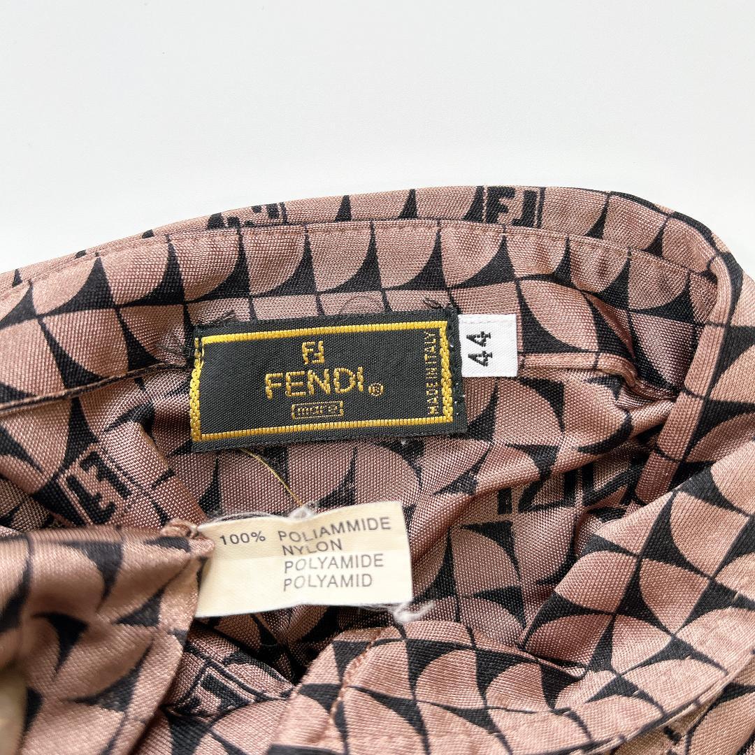 FENDI 半袖 カットソー ポロシャツ ストレッチ 総ロゴ 44 L
